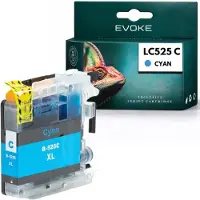 Evoke -inktpatronen, compatibel met de Brother-printer LC-525 XL LC525XLC, cyaan, 15 ml, compatibel met Brother DCP-J100, MFC-J200 en DCP-J105