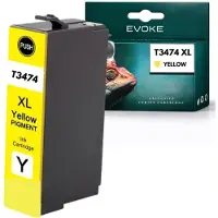 Evoke -compatibele cartridges voor de Epson-printer T3474 T347XLY, geel, 12 ml, compatibel met de WorkForce Pro WF3720DWF en 3725DWF