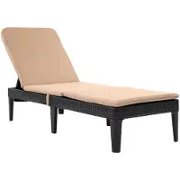 Keter Verstelbare tuinligstoel "Jaipur Sun Lounger" in de kleur grafiet + ligkussen "Jaipur" in beige kleur, stof S-550 melange, afmetingen 190 x 60 cm