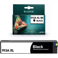 Evoke -compatibele cartridges voor de HP-printer 913A L0R95AE, zwart, 77 ml, compatibel met PageWide 352dw, 377dw, P55250dw, P57750dw en 477dw