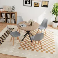 Sonstiges Eetset bestaande uit een eettafel met 4 stoelen, een ronde houten tafel van 100 cm diameter, in de kleur lichtbruin/grijs