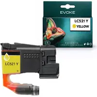 Evoke Compatibele cartridges voor de Brother-printer LC521 LC-521Y, geel, 8 ml, compatibel met DCP-J1260W, DCP-J1310DW en DCP-J1360DW