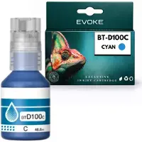Evoke Compatibele cartridges voor de Brother-printer D100 BTD100, blauw (cyan), 100 ml, geschikt voor 5000 pagina's, compatibel met DCP-T230, T430W, T435W, T436W en T530DW