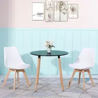Sonstiges Eettafel set: Ronde tafel, zwart, met 2 stoelen, beuken hout, wit