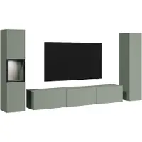 MINIO go for it MINIO Wandmeubel BRELA III, 3-delig, TV-meubel met vitrine en kast - Nevelgroen