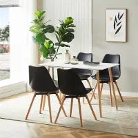 Sonstiges Eetset bestaande uit een eettafel met 4 stoelen, rechthoekig, wit/zwart, 110x70 cm