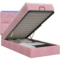vidaXL Ottomanbed met matras en LED-verlichting, roze, 80 x 200 cm, fluweel