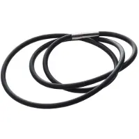 Jojomino 19,75 inch 3 mm mode rubberen koordketting met roestvrijstalen sluiting - Zwart