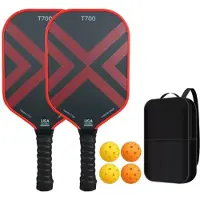 TAUOH Pickleball Racketset T700 Carbon Fiber 16MM Honeycomb Core Rackets Hoogwaardig Racket met 4 Ballen en Tas