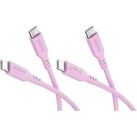 Goobay Set of 2 USB-C silicone cables, 1.5 m, pink