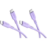 Goobay Set of 2 USB-C silicone cables, 1.5 m, purple