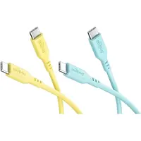 Goobay Tropic Glow Set: 2 USB-C Silicone Cables, 1.5 m, yellow;turquoise