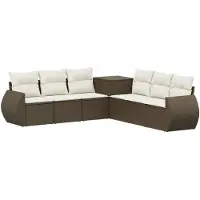 vidaXL Bankstel 7 st Bruin en Crème Wit 243 x 243 x 85 cm