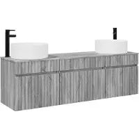 vidaXL Badkamermeubelset, 3 stuks, grijs Sonoma, 49 x 44,5 x 65,5 cm