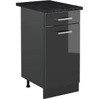 Vicco Keukenonderkast R-Line Antraciet Hoogglans/Antraciet 40 cm antraciet werkblad, Model 61014