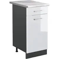 Vicco Keukenonderkast R-Line, Wit Hoogglans/Antraciet, 40 cm marmer werkblad