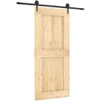 vidaXL Schuifdeur Naturel en Zwart 90 x 210 cm Massief Pine Hout