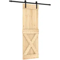 vidaXL Schuifdeur Naturel en Zwart 70 x 210 cm Massief Pine Hout