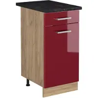 Vicco Keukenonderkast R-Line Rode hoogglans/Goudkleurig Eiken 40 cm antraciet werkblad, Model 61152