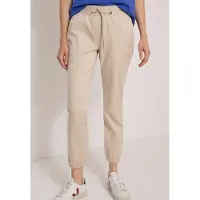 Cecil Dames Broek met Mid Waist-taille en smalle pijpen in een Loose Fit-pasvorm - Beige - L