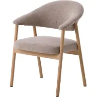 Nest of Nora Set van 2 - Eetkamerstoelen Niva met armleuningen - Wit pigmented eikenhouten poten - Beige