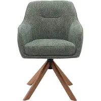 Nest of Nora Set van 2 - Eetkamerstoelen Mavi - Draaibaar en met armleuning - Chenille met eikenhouten poten - Bosgroen