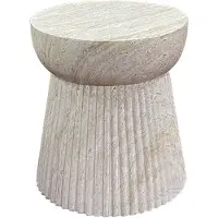 Nest of Nora Bijzettafel rond ø37x43 cm - Geribbelde steen - Natural