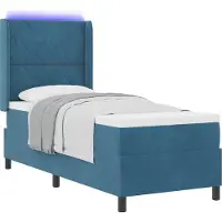 Syfax Boxspringbed met LED-stripverlichting Blauw 80 x 200 cm Fluweel
