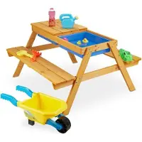 Northix Kindertafelset voor picknick, wit van kleur, met bankjes