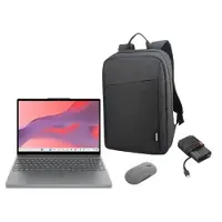 Lenovo Chromebook 15M8910 MTK540 8G 128G + 15.6 laptop rugzak B210 zwart + 65 W compacte netvoedingsadapter USB Type-C + 350 stille Bluetooth-muis Luna Grey MediaTek Kompanio 540-processor 2,00 GHz ,