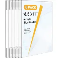 OEM 6 zelfklevende wandhouders voor documenten, formaat 8,5 x 11 inch, geschikt voor menu's, displays in restaurants, en bevestiging aan buitenmuren voor kantoren, winkels en restaurants (verticaal)