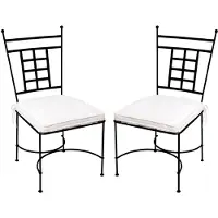 Marrakesch Orient & Mediterran Interior Set van 2 tuinstoelen Athen, handgesmeed, ijzer met kussens, zwart, 107 cm