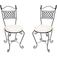 Marrakesch Orient & Mediterran Interior Set van 2 tuinstoelen Rioja, handgesmeed, ijzer met kussens, zwart, 105 cm
