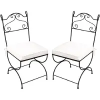 Marrakesch Orient & Mediterran Interior Set van 2 tuinstoelen Malaga, handgesmeed, ijzer met kussens, zwart, 105 cm