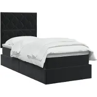 vidaXL LED-bed met matras, zwart, 100 x 200 cm, fluweel