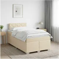 vidaXL Boxspringbed met matras, crème kleur, 120 x 190 cm, gestoffeerd