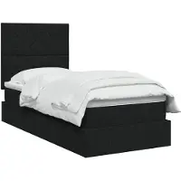 vidaXL LED-bed met opbergruimte en matras, zwart, 90 x 200 cm, met stoffen bekleding
