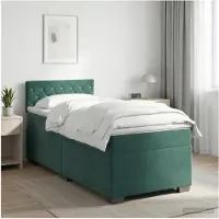 vidaXL Boxspringbed met matras Donkergroen 100 x 200 cm Fluweel
