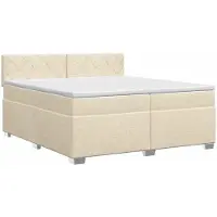 vidaXL Boxspringbed met matras Crèmekleurig 200 x 200 cm Stof
