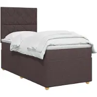 vidaXL Boxspringbed met matras, donkerbruin, 100 x 200 cm, met stoffen bekleding