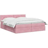vidaXL LED-bed met matras, roze, 180 x 200 cm, fluweel