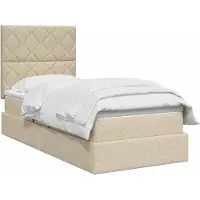 vidaXL LED opbergbed met matras Crèmekleurig 100 x 200 cm Stof