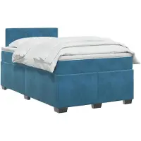 vidaXL Boxspringbed met matras en blauwe LED-verlichting, 120 x 190 cm, fluweel
