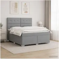vidaXL Boxspringbed met matras, lichtgrijs, 140 x 190 cm, gestoffeerd