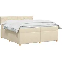 vidaXL Boxspringbed met matras Crèmekleurig 200 x 200 cm Stof