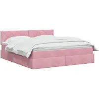 vidaXL LED-bed met matras, roze, 160 x 200 cm, fluweel