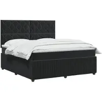 vidaXL LED boxspringbed met matras, zwart, 180 x 200 cm, fluweel