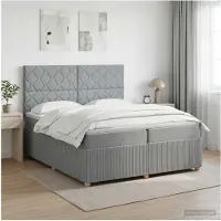 vidaXL Boxspringbed met matras Lichtgrijs 200 x 200 cm Stof