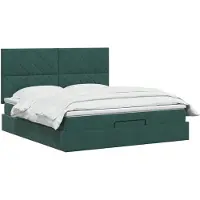 vidaXL Ottomaanse Bed met Matras en LED Donkergroen 160 x 200 cm