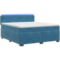 vidaXL Boxspringbed met matras en blauwe LED-verlichting, 160 x 200 cm, fluweel